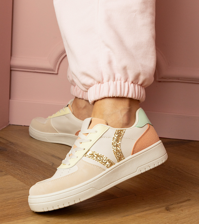 Gemre Adidași bej decorați cu sclipici Blona