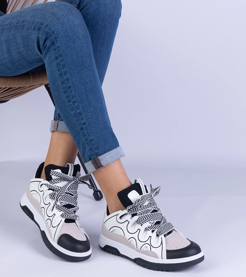 Gemre Adidași negri pentru femei cu șiret decorativ Grejs