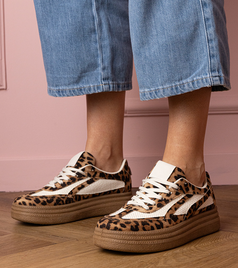 Gemre Adidași cu talpă groasă cu imprimeu de panteră Kamela