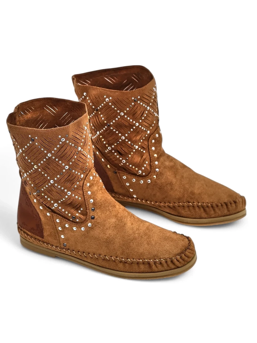 Resti Women&#039;s ankle boots with low wedge and studs Indian Style