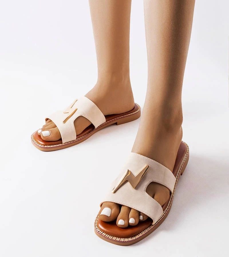 marka niezdefiniowana Flip-flops plat Leyra bej