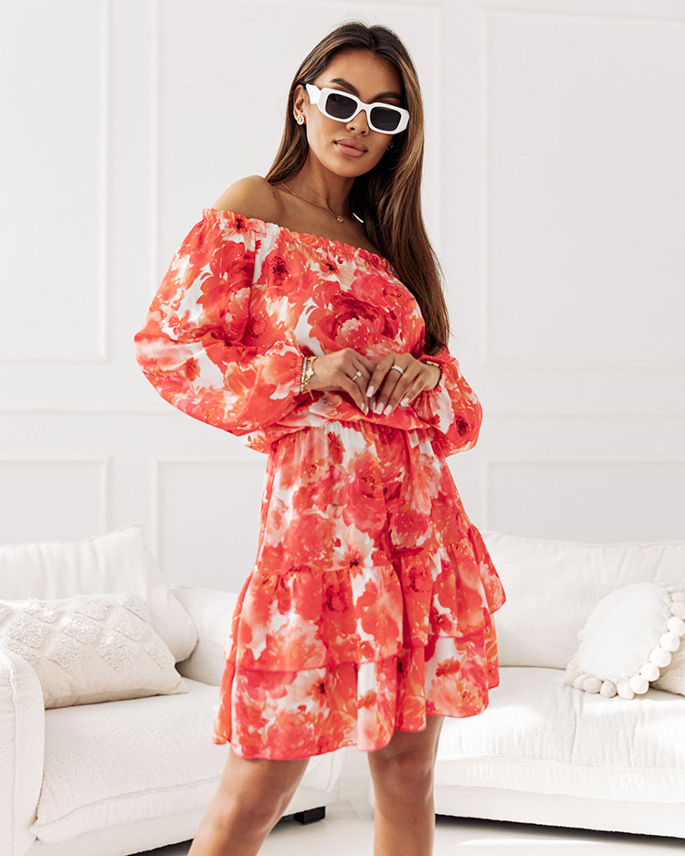 Resti Womens mini ala hiszpana floral dress