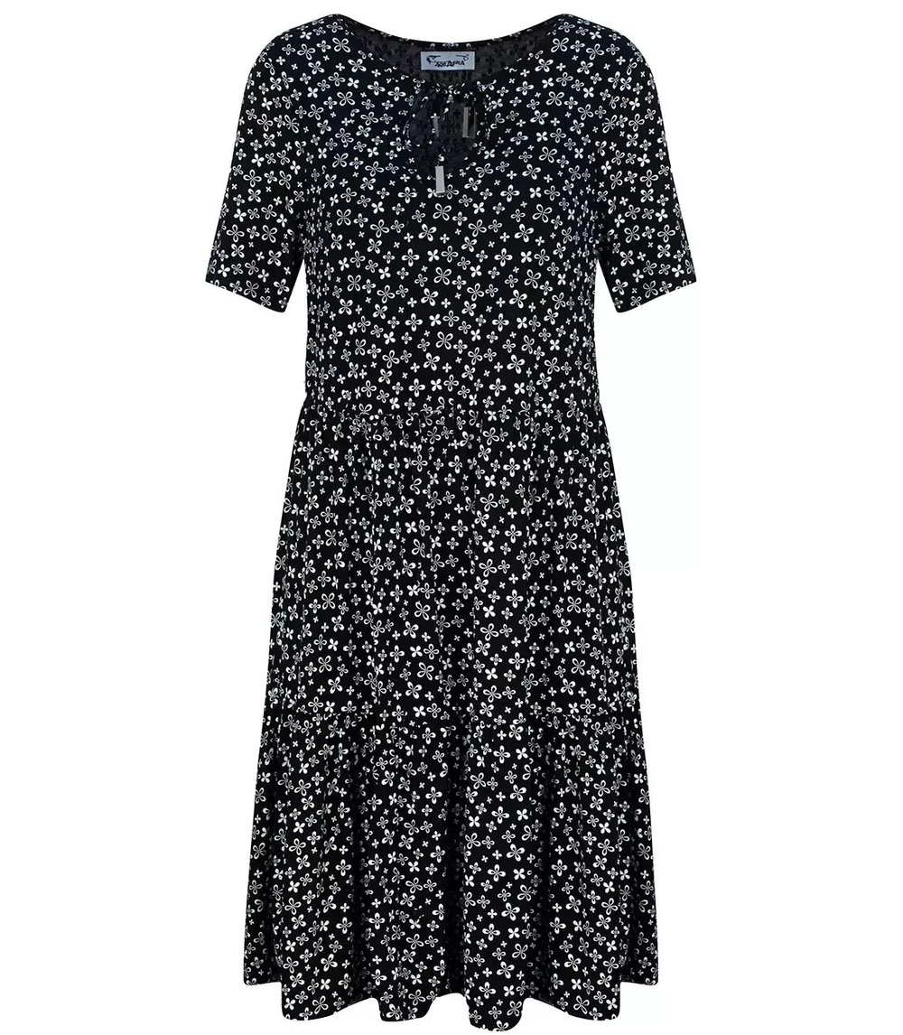 Trapeze summer dress with a white MIDI print