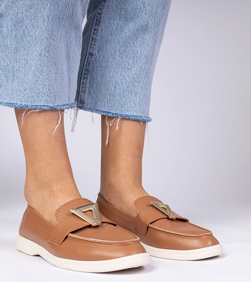 Gemre Mocasini damă maro cu decorațiune elegantă Viletta