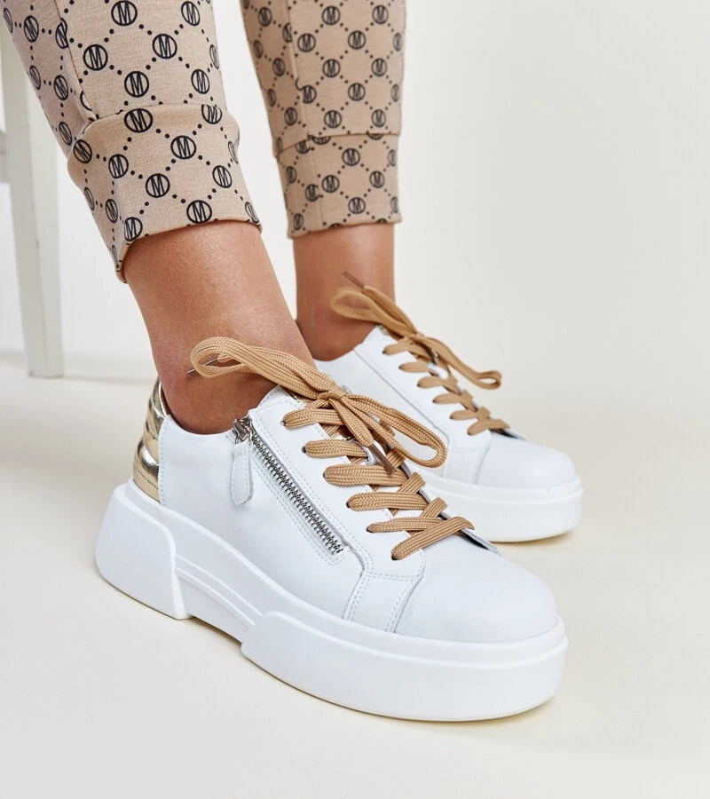 Gemre Sneakers din piele alb-auriu Atyaf