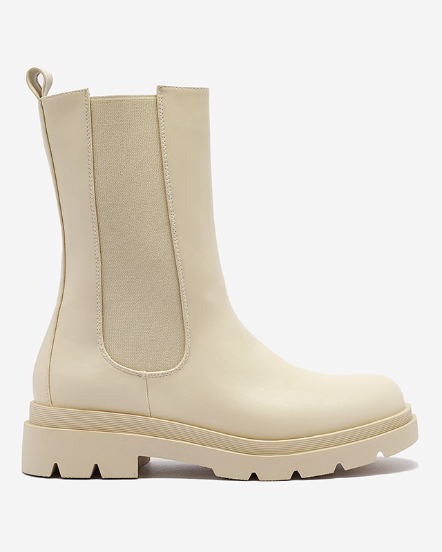 Resti Beige women&#039;s high boots with flat heel Vedesa