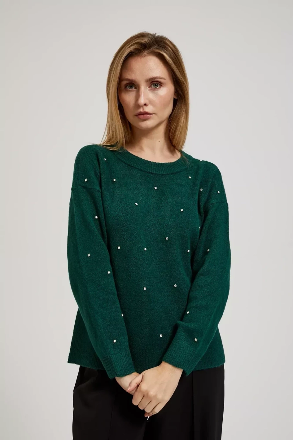 Sweater with rhinestones