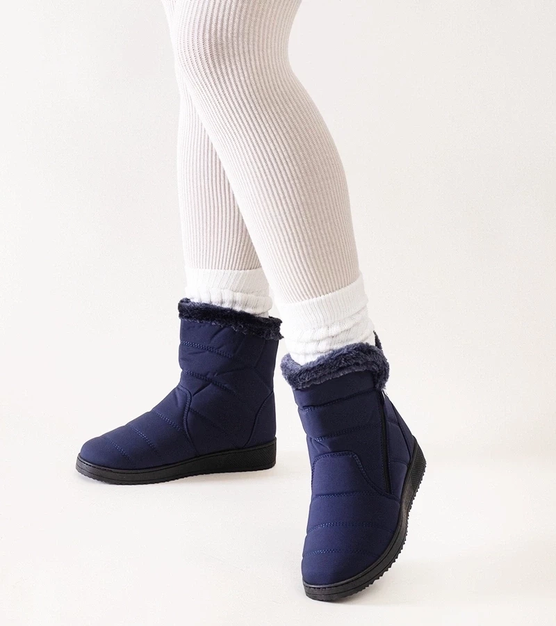 marka niezdefiniowana Navy blue snow boots decorated with Khit fur