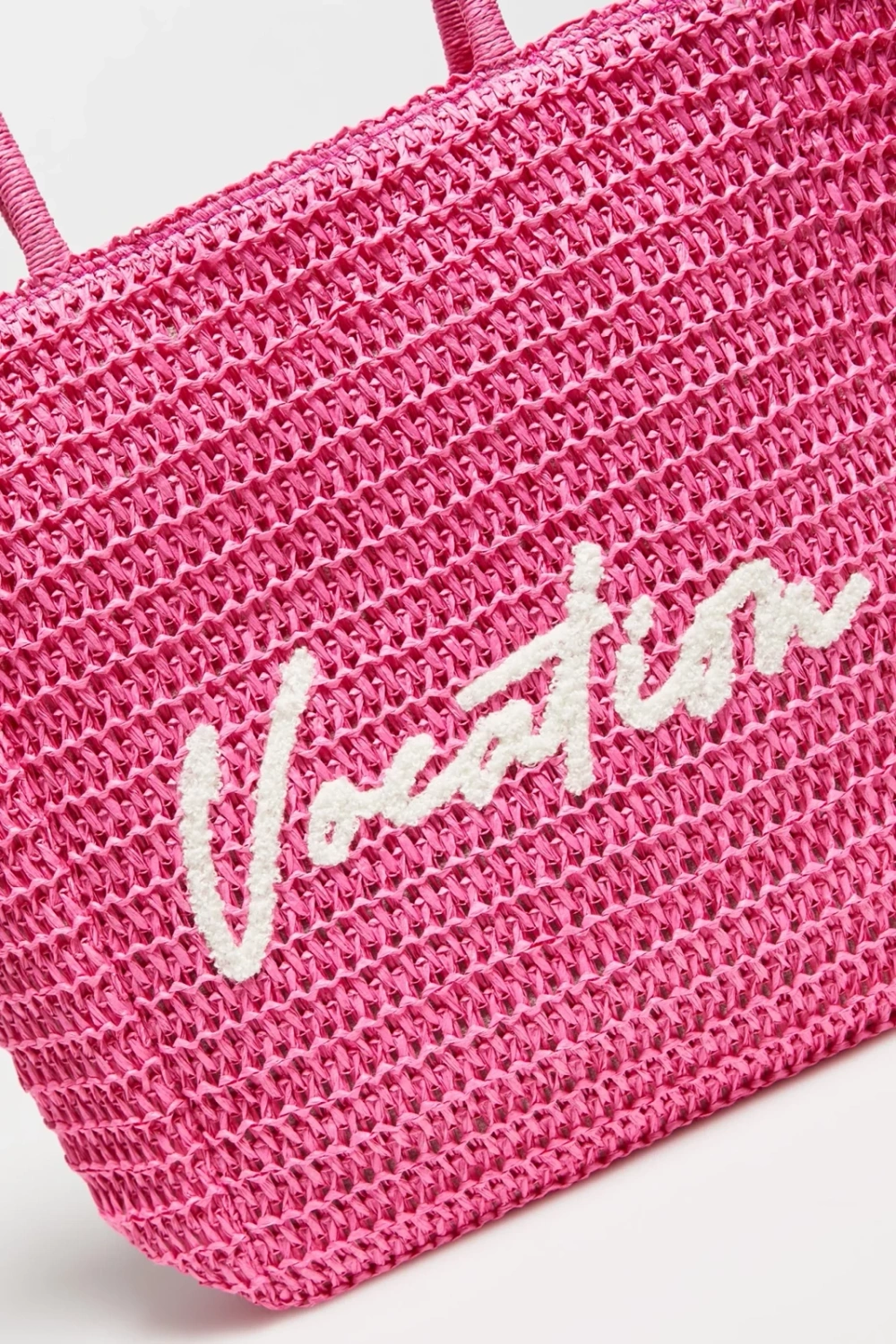 Marisse Pink Woven Bag With Inscription
