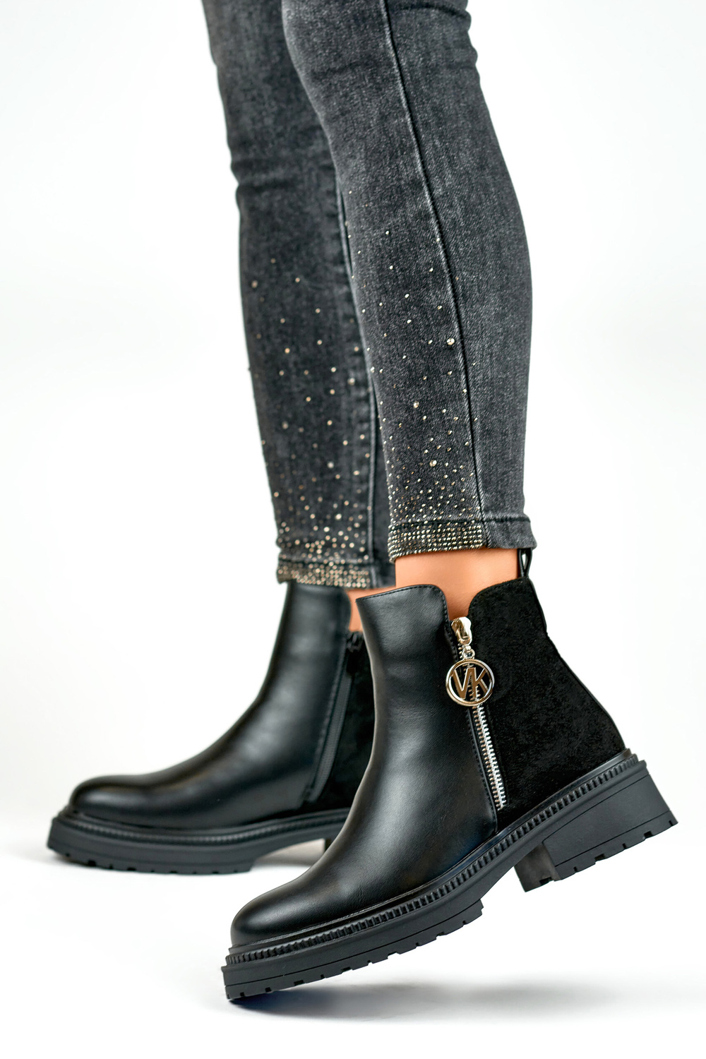 primohurt Botki damskie z ozdobnym zamkiem