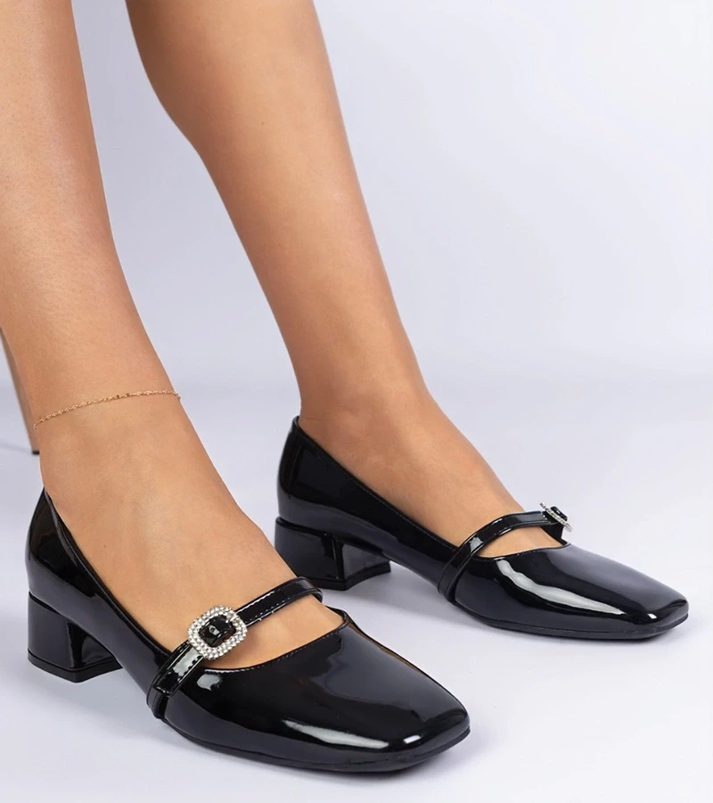 marka niezdefiniowana Black elegant pumps decorated with rhinestones Elifat
