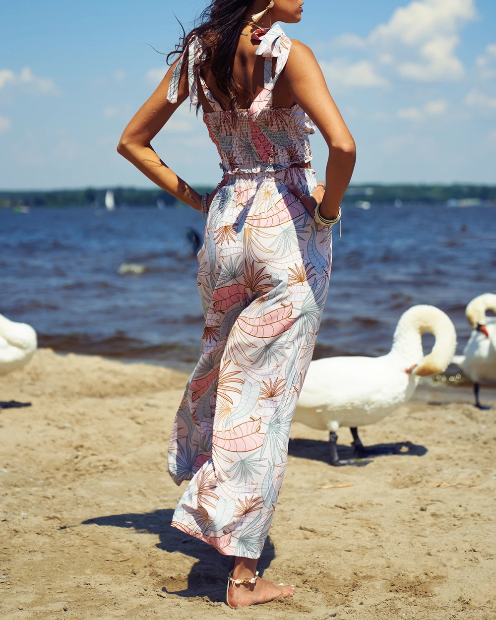 Resti Patterned women's set in light pink