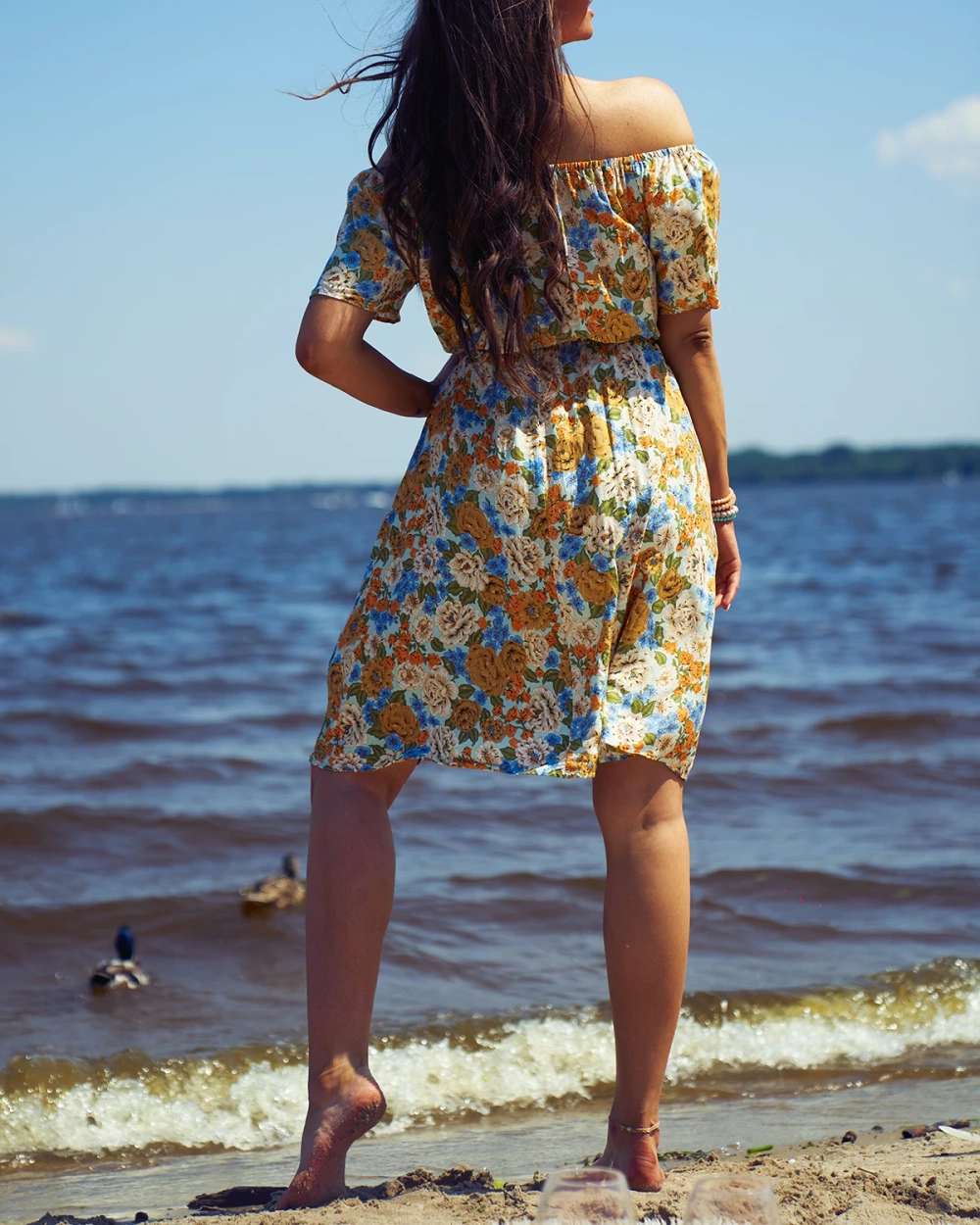 Resti Women's floral mini dress a'la hiszpanka in beige