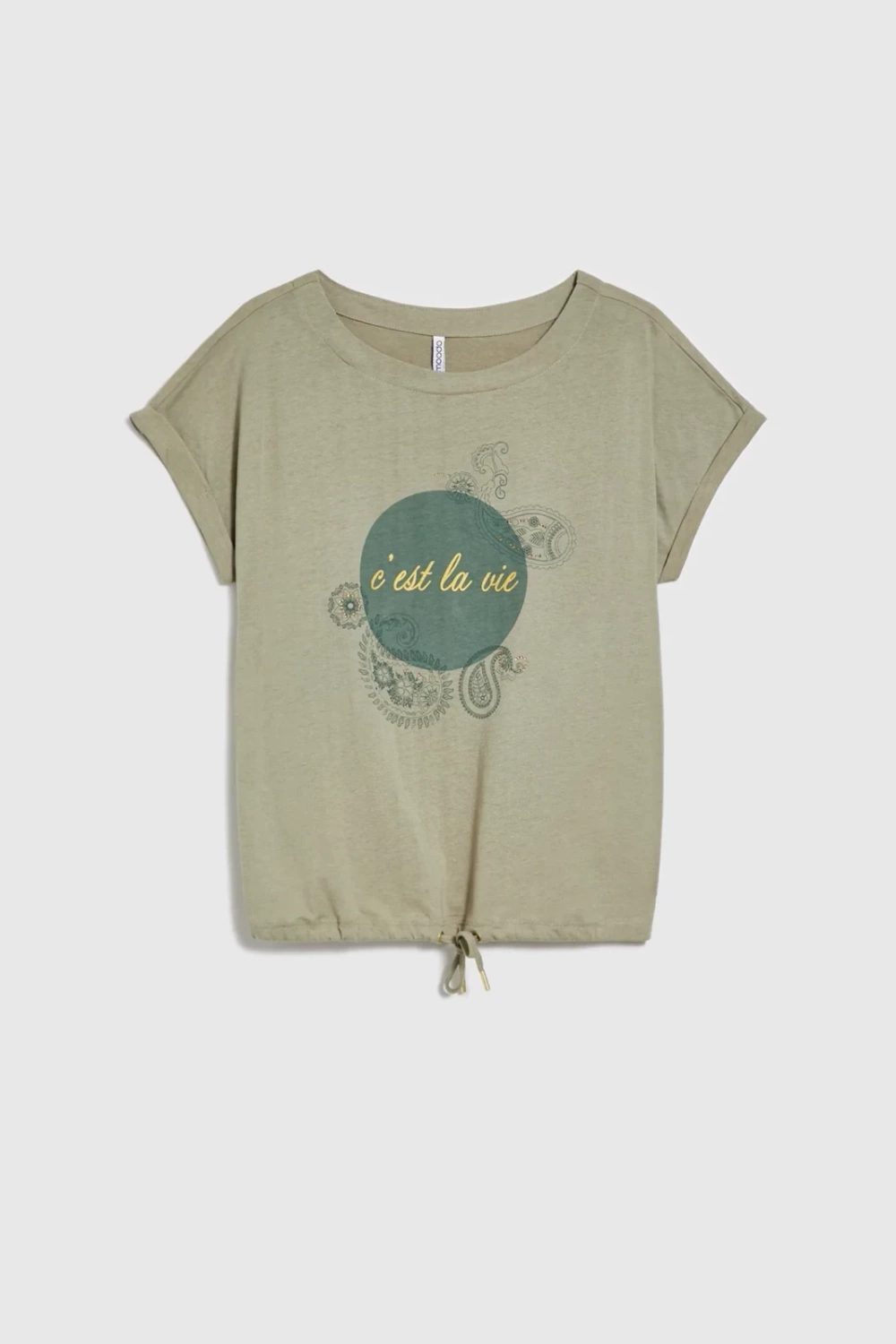 Marisse Cotton Blouse With Olive Print