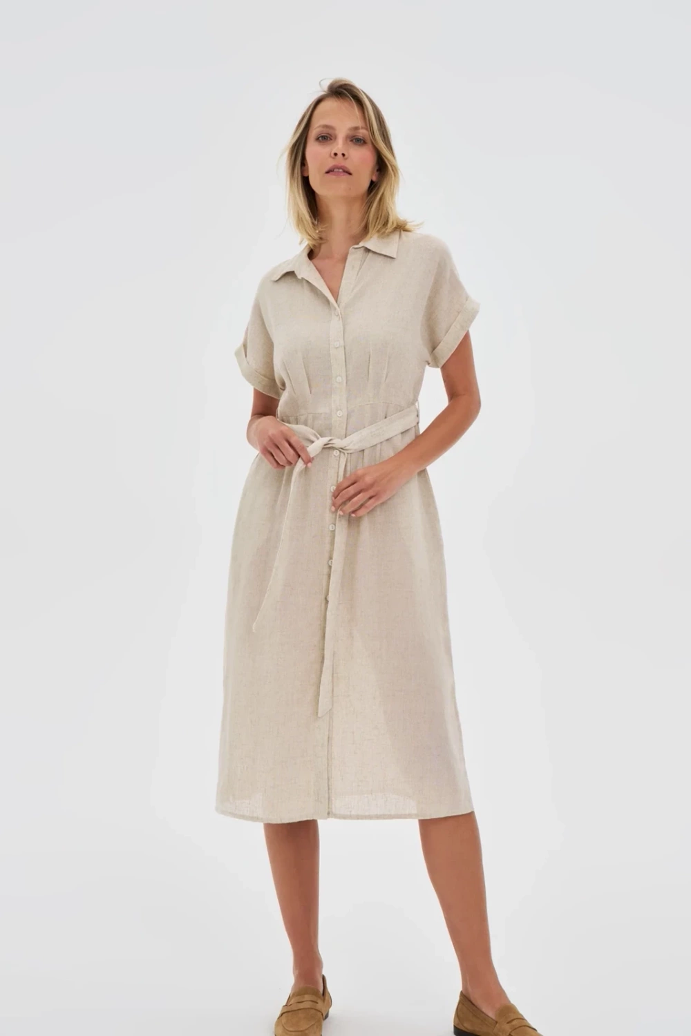 Marisse Beige Viscose-Linen Dress