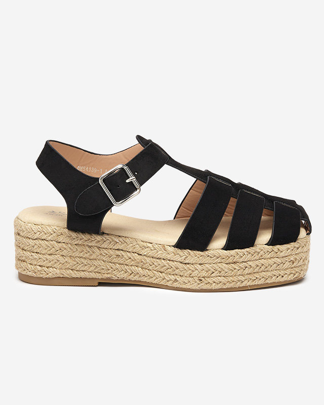 Resti Black eco-suede women's sandals on the Keniso platform - Footwear
