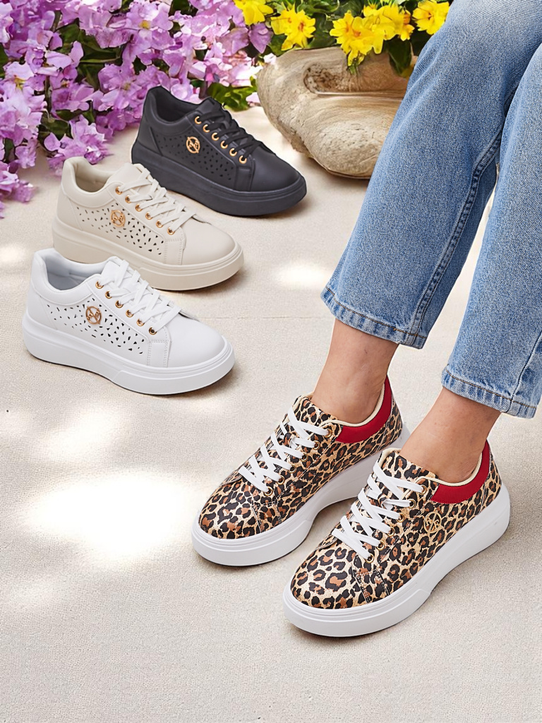 Resti Womens perforated sports sneakers Leopess