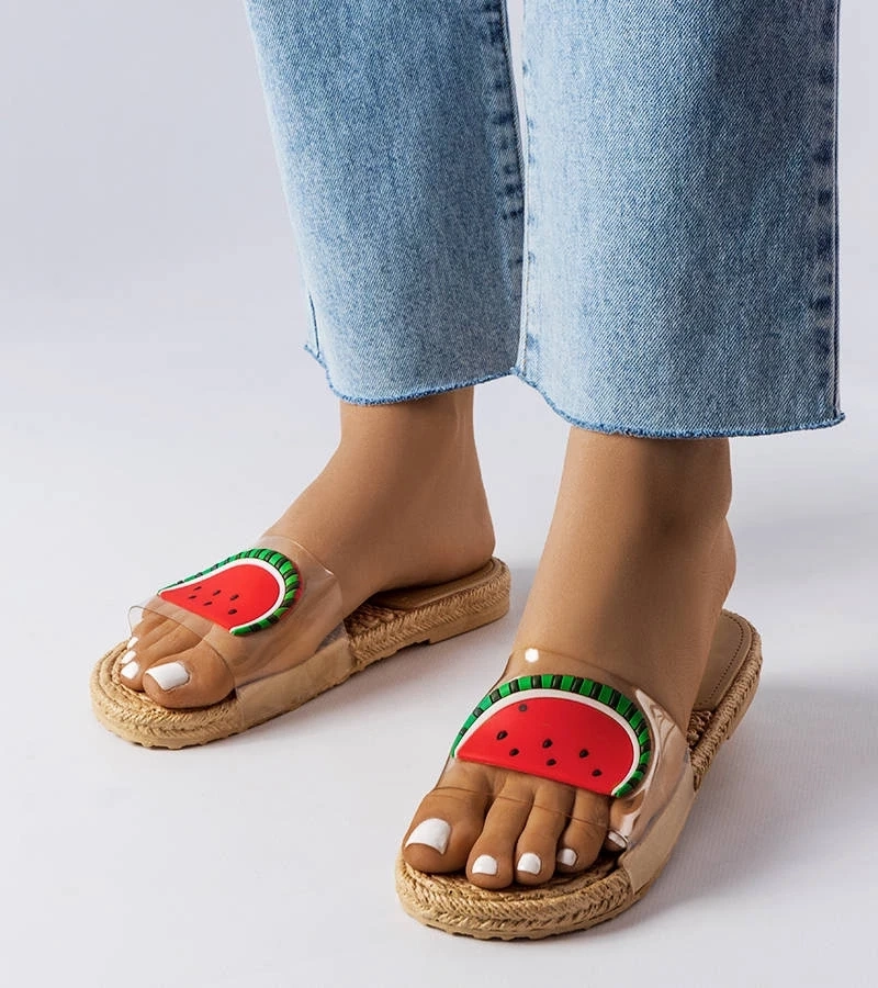 marka niezdefiniowana Flip-flops transparenți cu ornament Foddie