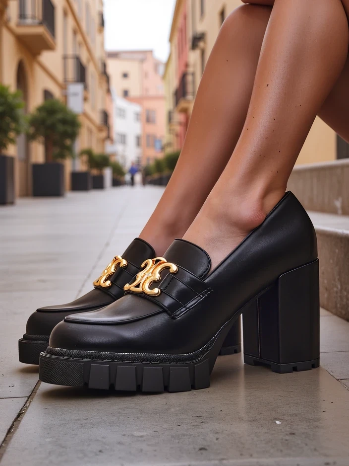 Resti Elegant ladies&#039; moccasins on a block heel Jozii