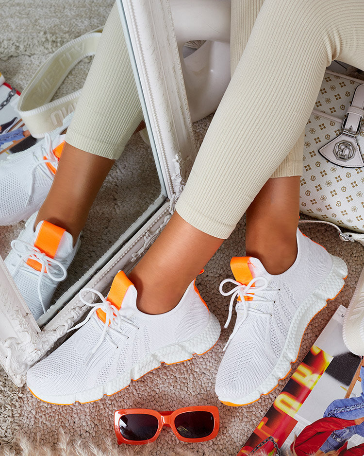 Resti White and orange women&#039;s sports shoes Baym - Footwear