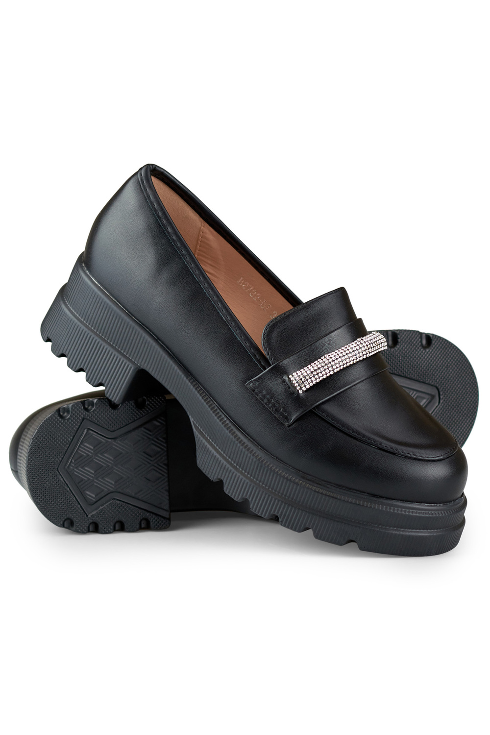 primohurt Czarne loafersy damskie ze skóry ekologicznej