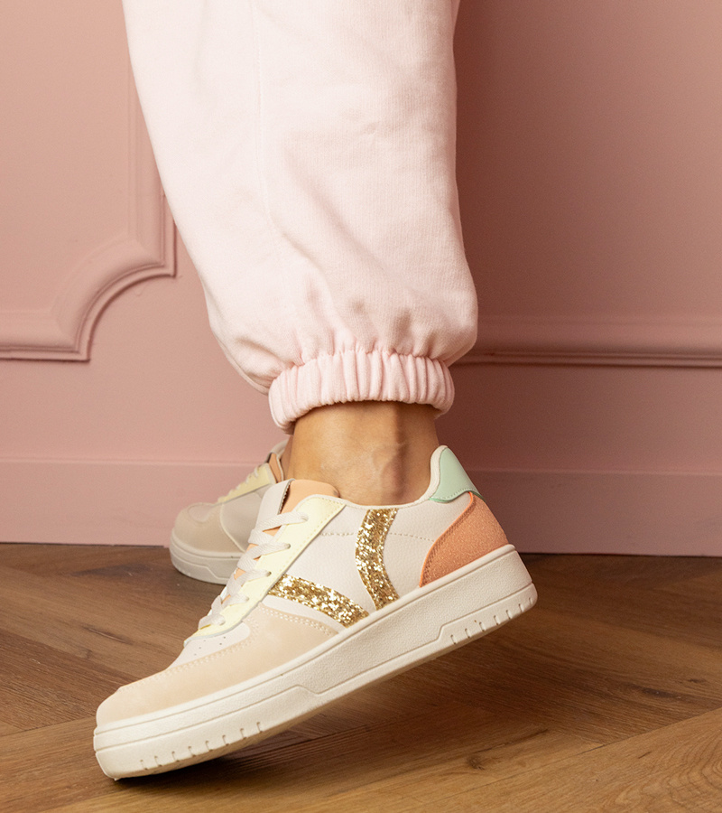 Gemre Adidași bej decorați cu sclipici Blona