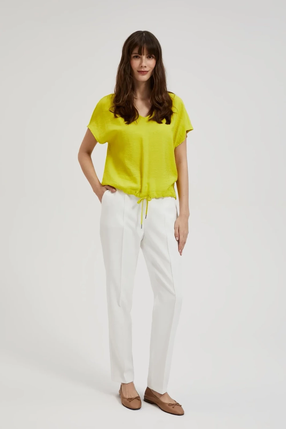 Women's blouse with waist tie MOODO - green