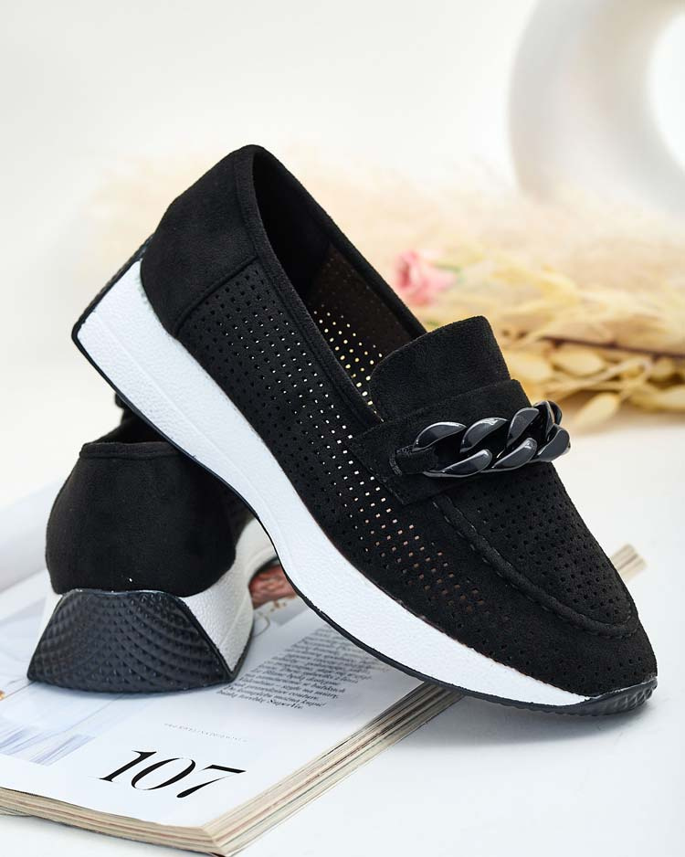 Resti Openwork womens moccasins with chain Isolla