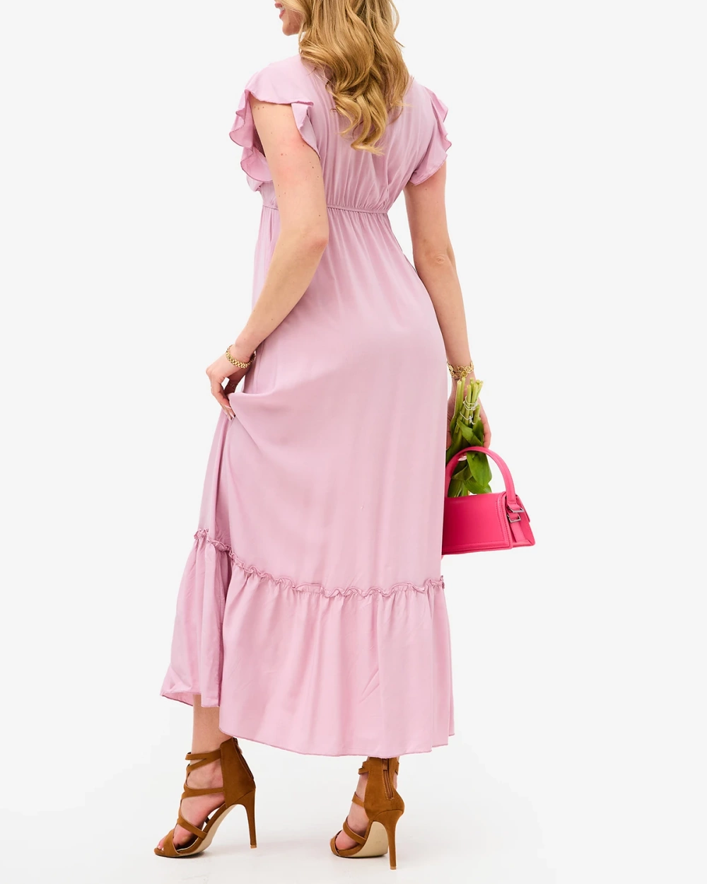 Resti Women's pink long dress with lace - Clothing