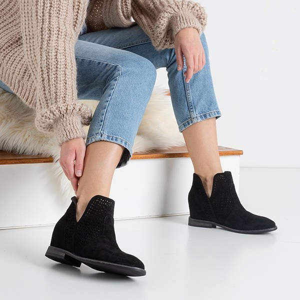 Resti Black ankle boots on a hidden wedge like cowboy boots Besiks - Footwear