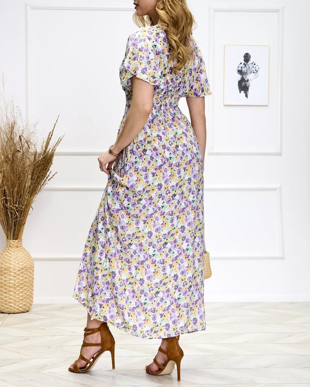 Resti Purple-green women's floral midi dress - Shoes