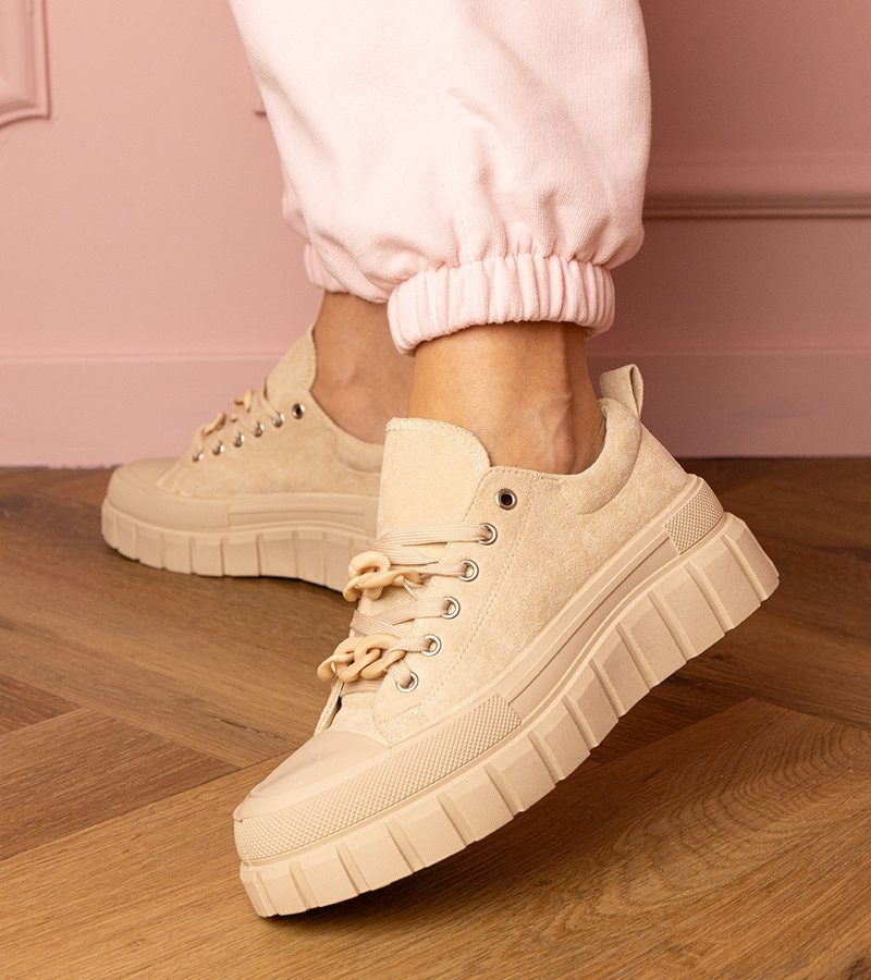 marka niezdefiniowana Beige women's sports sneakers Kesium