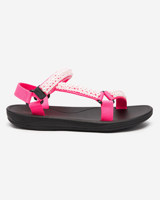 Resti Neon pink women&#039;s sports sandals with Dotiss pearls- Footwear
