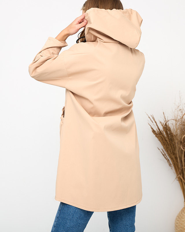Resti Beige women's coat jacket with hood- Clothing