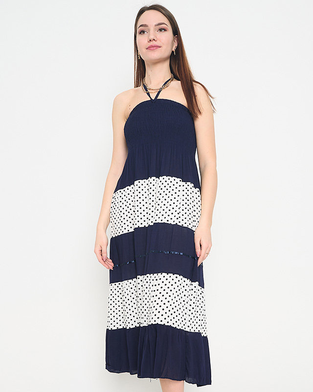 Resti Navy blue maxi skirt with polka dots PLUS SIZE - Clothing