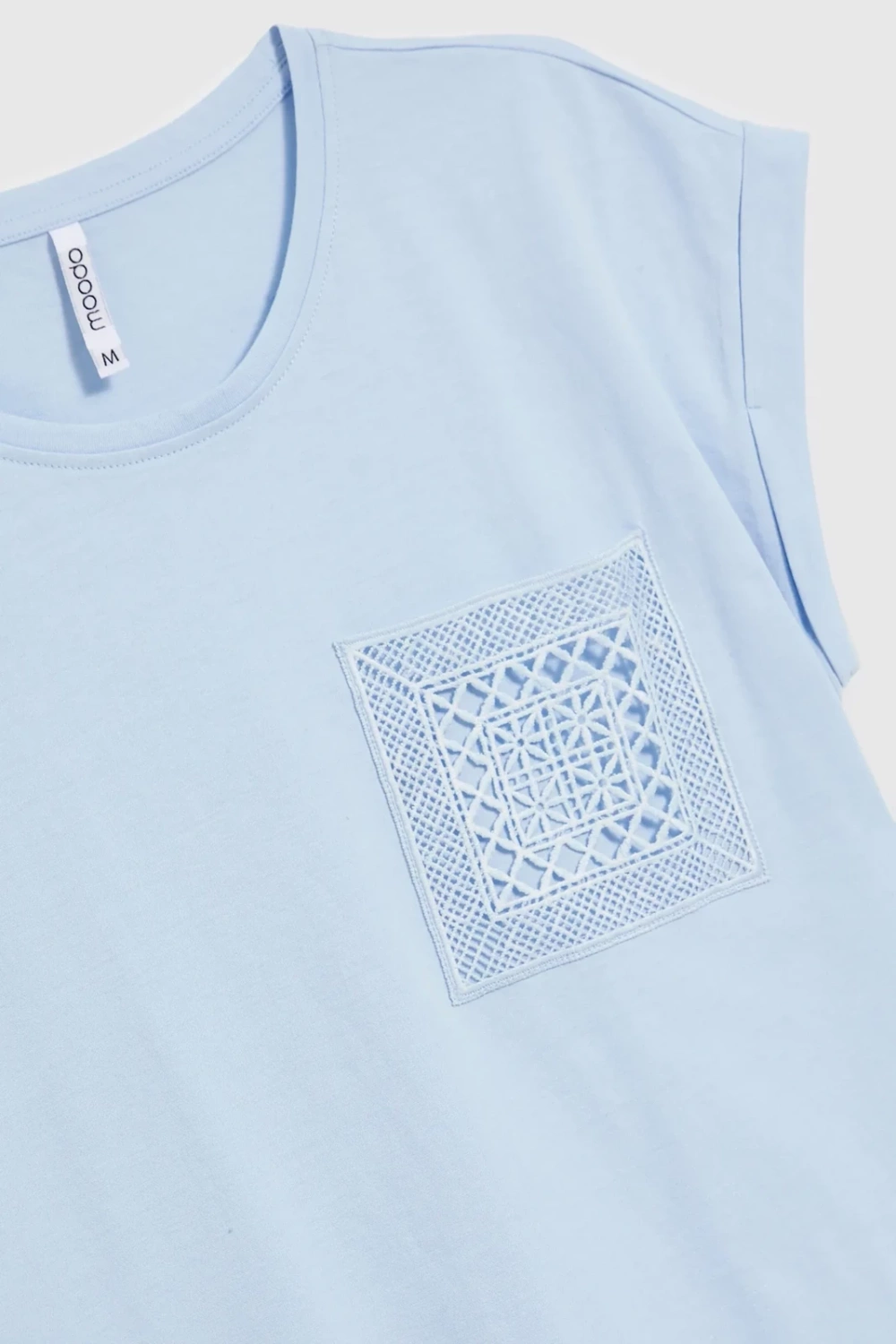 Marisse Blue Cotton T-Shirt With Pocket