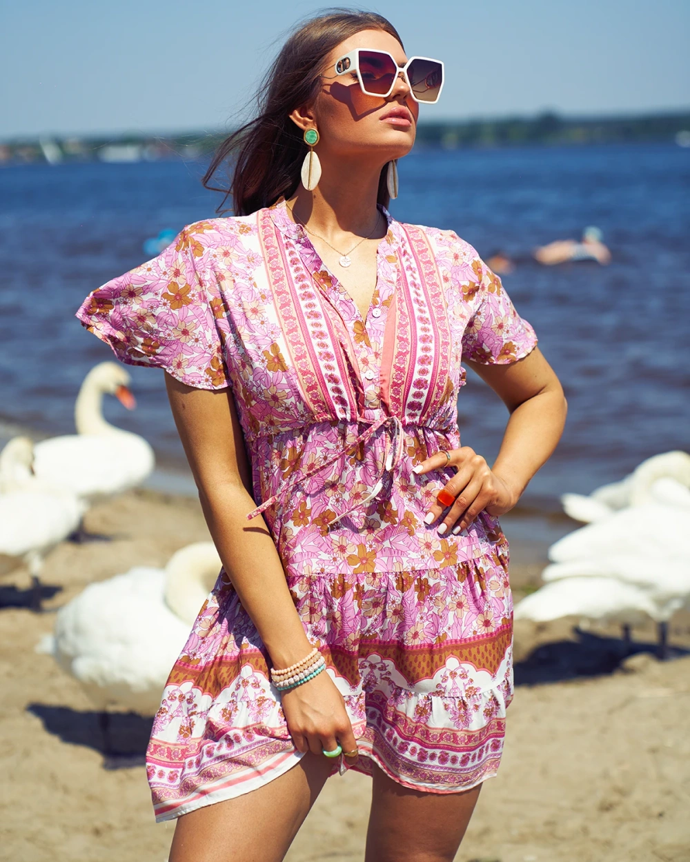 Resti Summer pink womens short dress