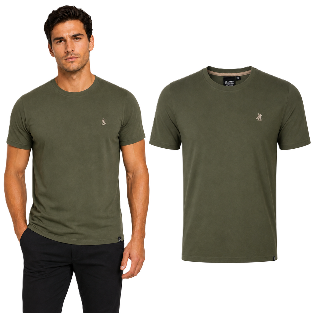 Pánske tričko U.S. Grand Polo - zelené/khaki