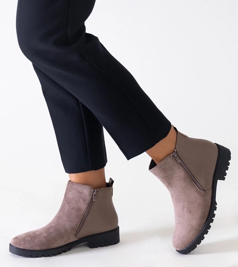 Gemre Botine maro cu platformă din velur ecologic Kirla.