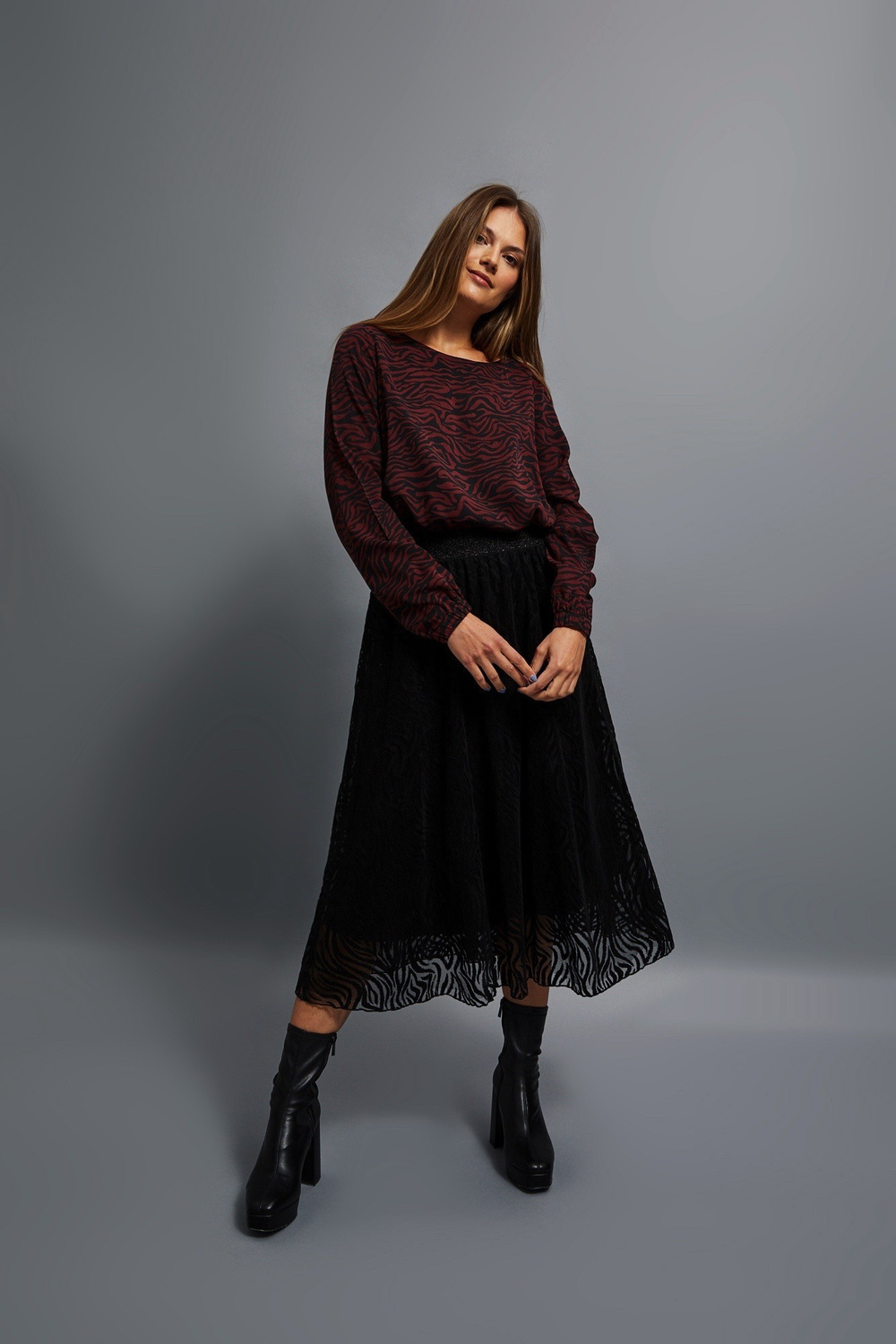 Marisse Flared Midi Skirt