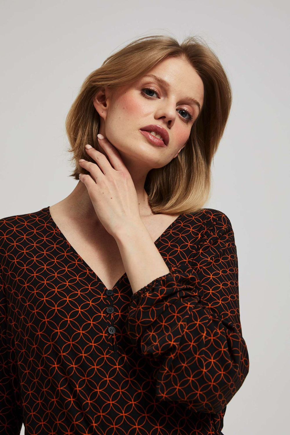 Marisse Blouse With A Geometric Pattern