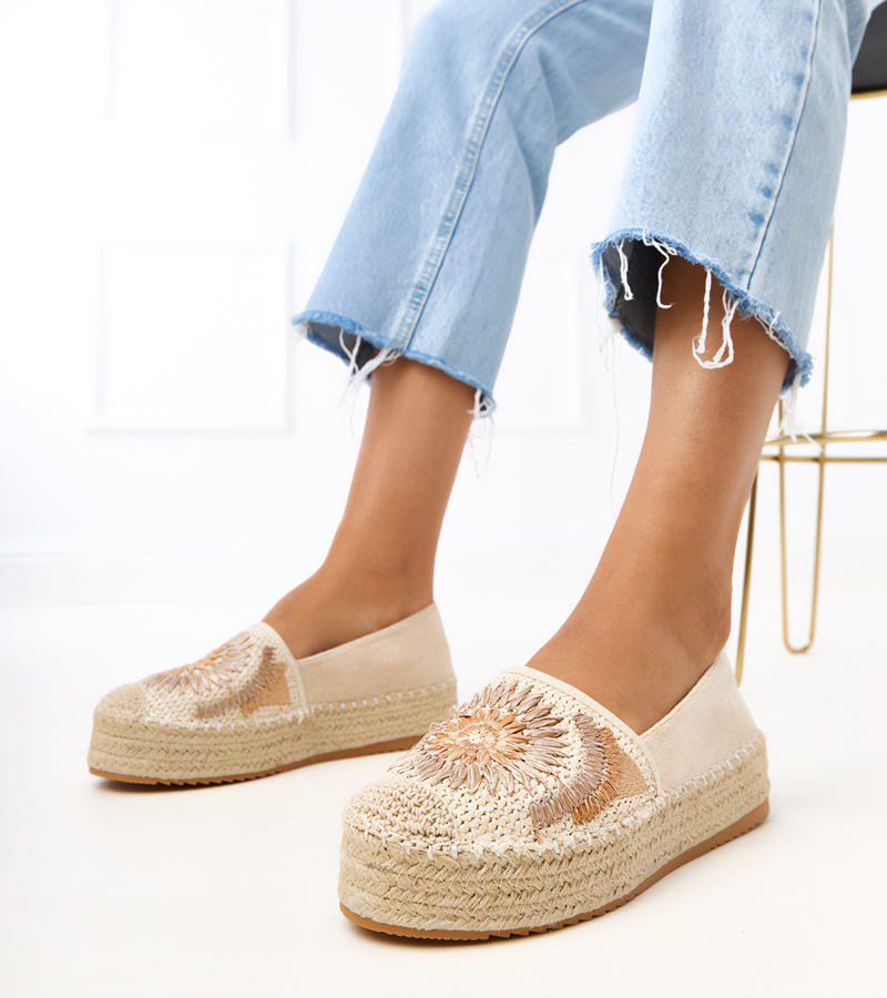 Gemre Espadrile bej cu broderie pe platformă Lorina