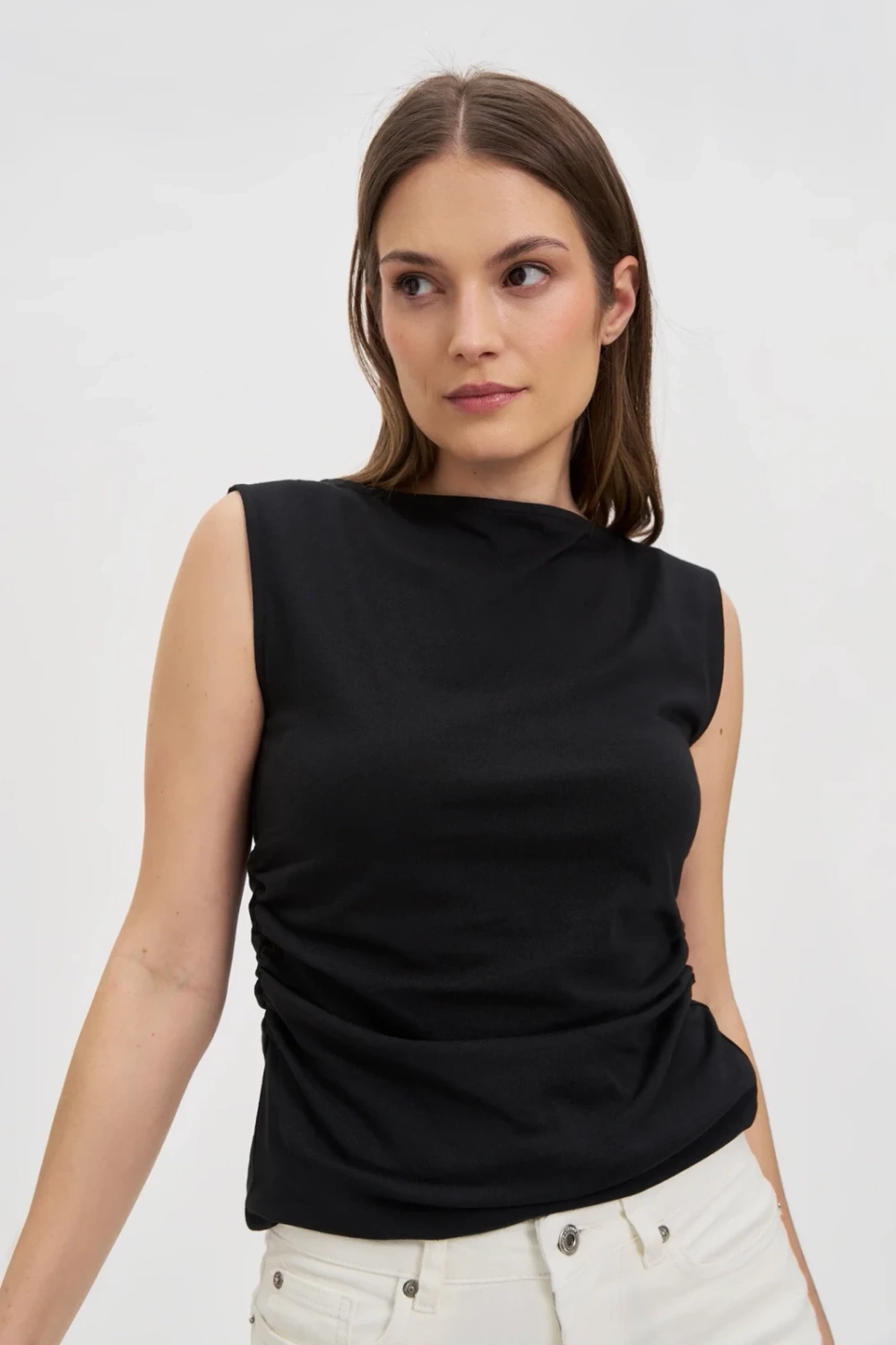 Marisse Plain Black Top