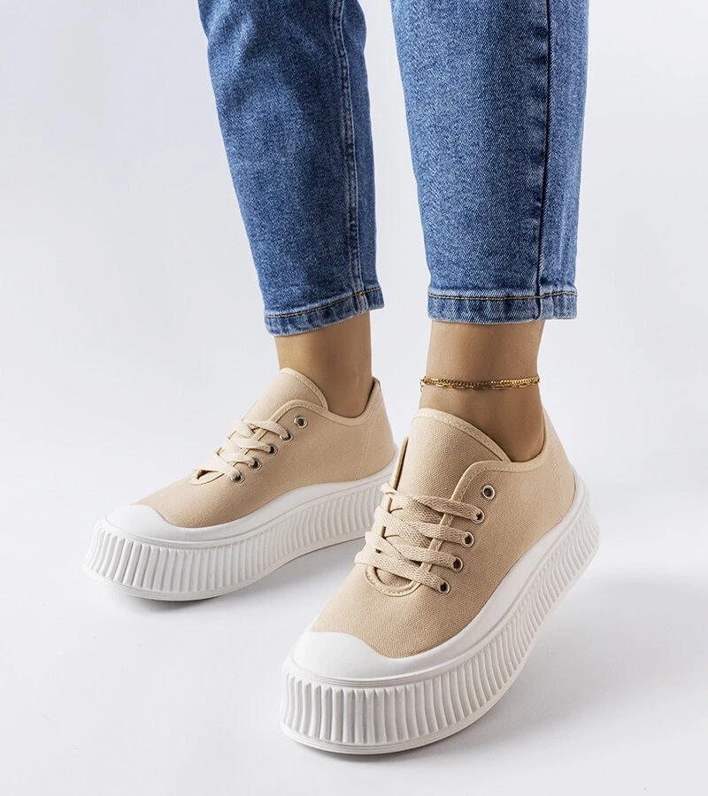 Gemre Castanthei - pantofi de sport cu platformă bej