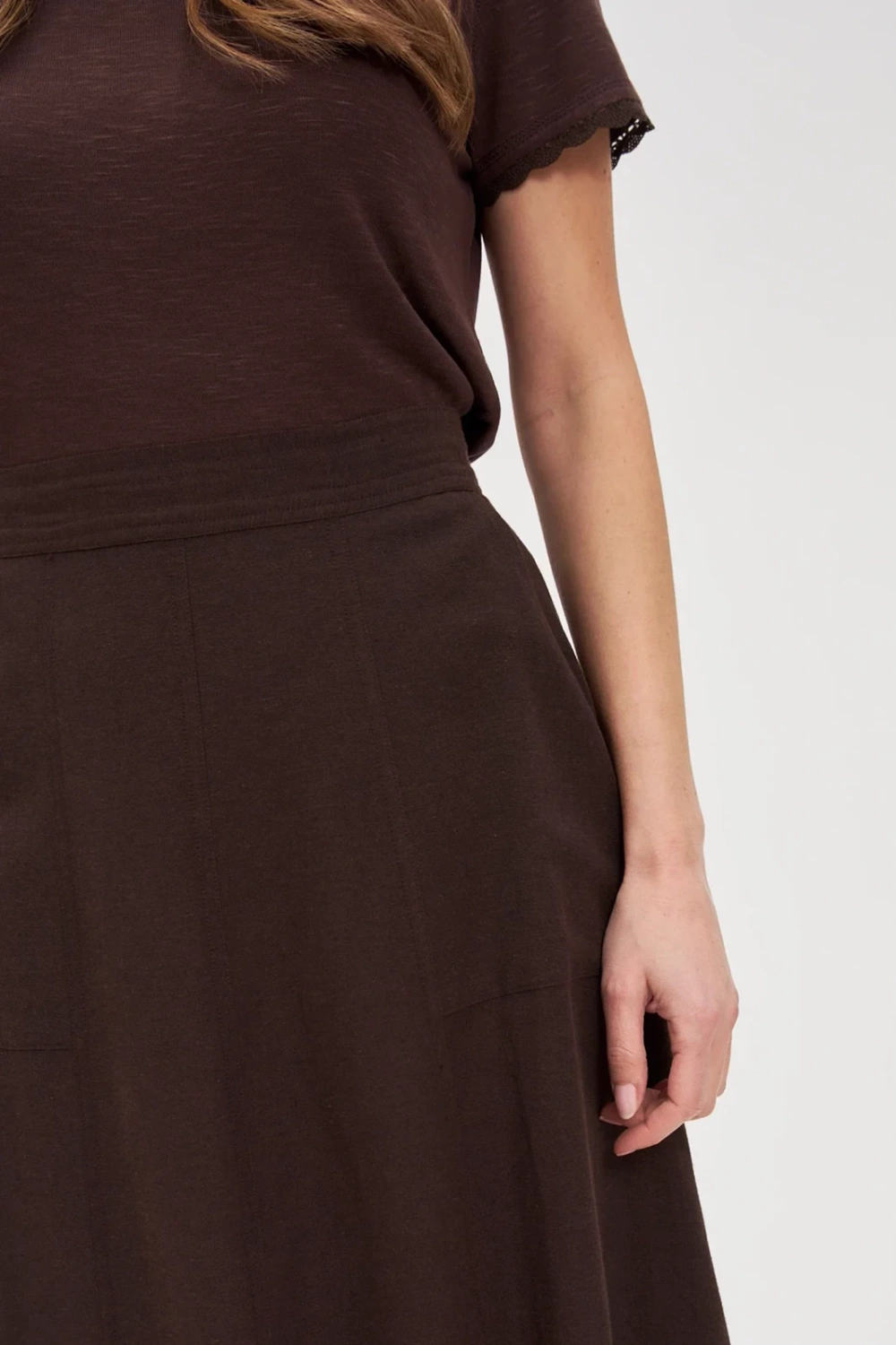 Marisse Brown Skirt With A Slit