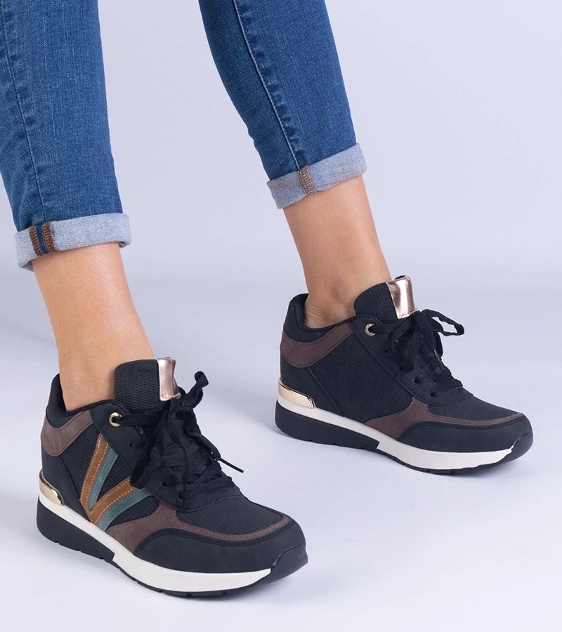 Gemre Adidași negri de damă cu platformă ascunsă Ninella