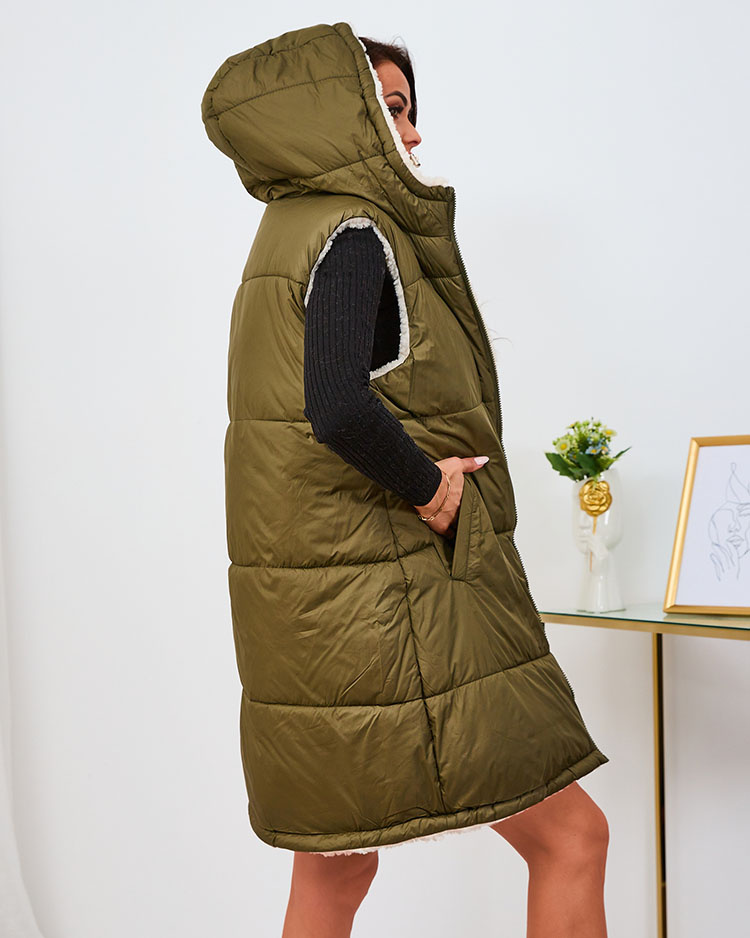 Resti Green and cream long double-sided women's vest