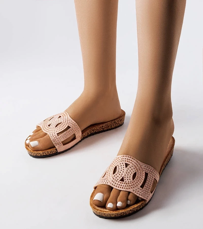 marka niezdefiniowana Flip-flops roz, înfrumusețați cu pietre Lagacé