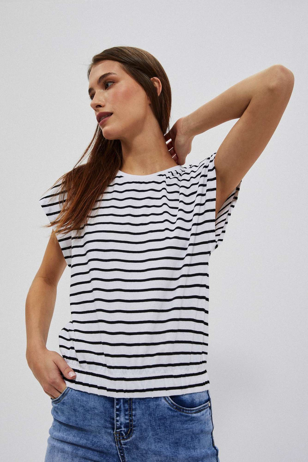 WOMEN'S T-SHIRT L-TS-3825 BÍLO_ČERNÉ