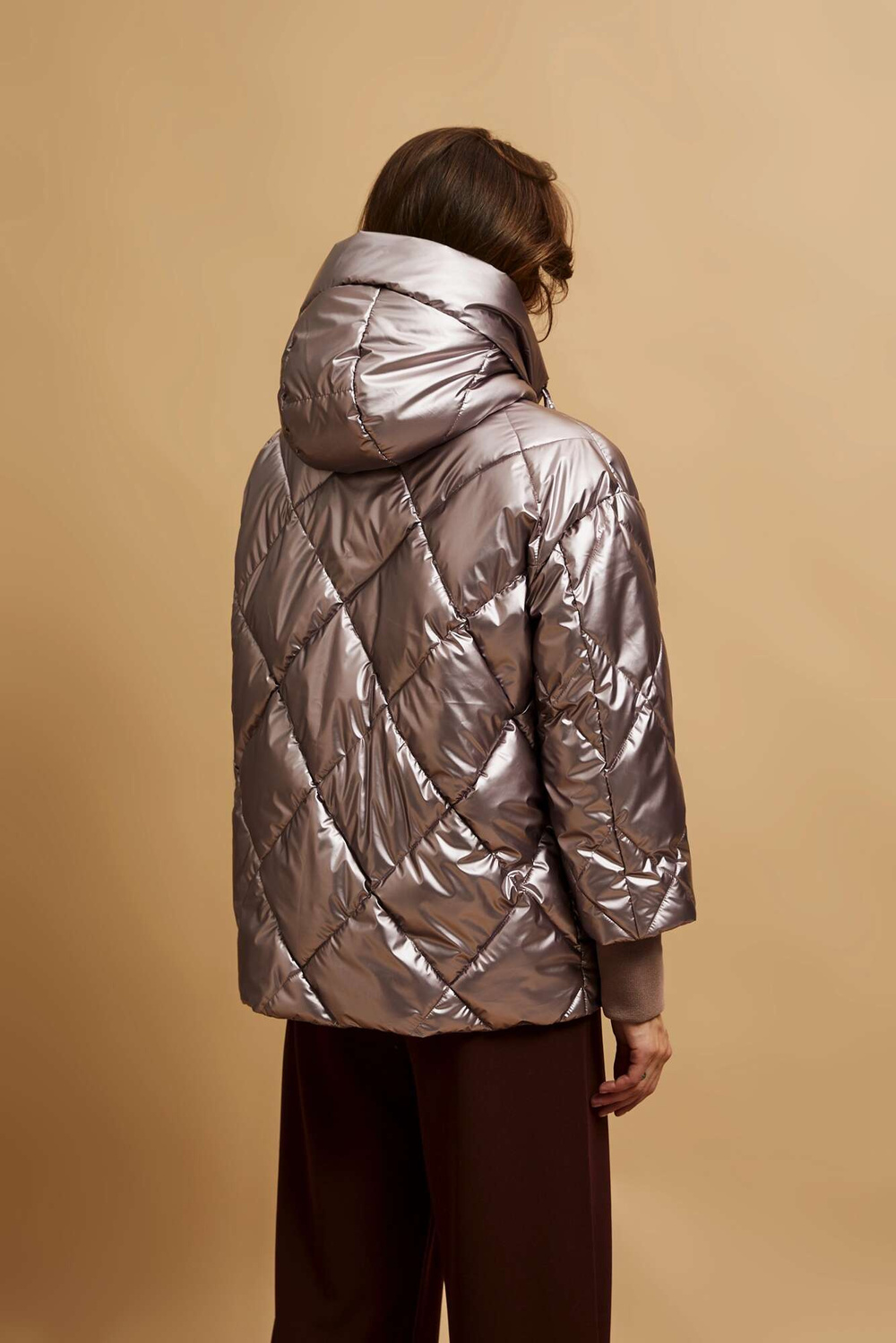 Marisse Raspberry Metallic Quilted Jacket